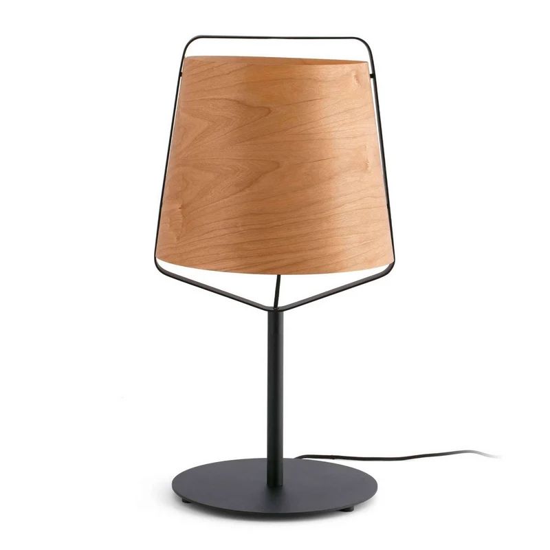 Lampe à poser STOOD acier noir et bois