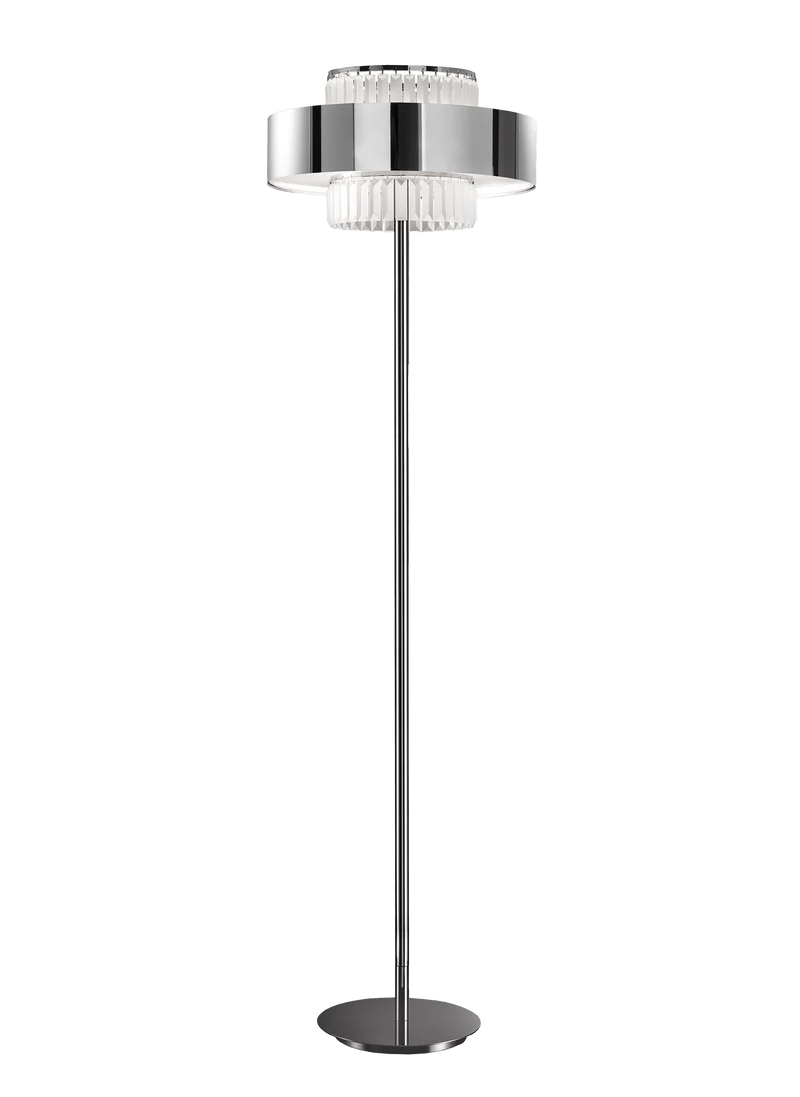 Lampadaire Salon Chrome et Cristal