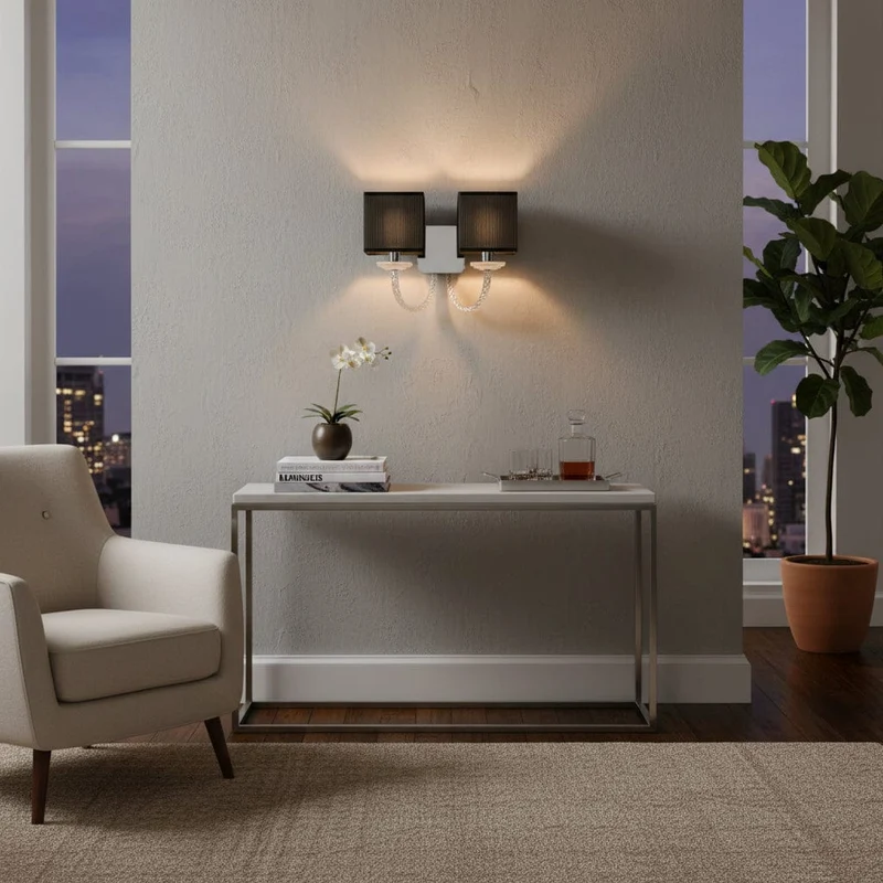 Lampe murale noire et cristal
