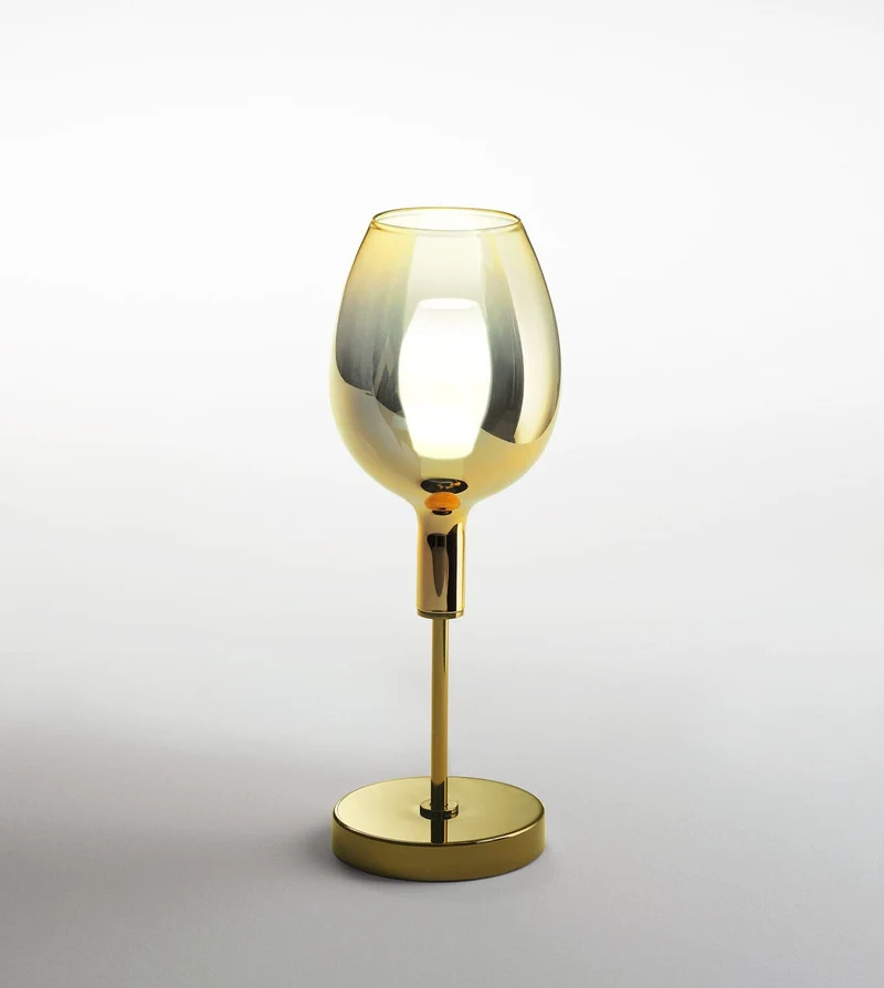 Lampe Fleur Dorée Transparente