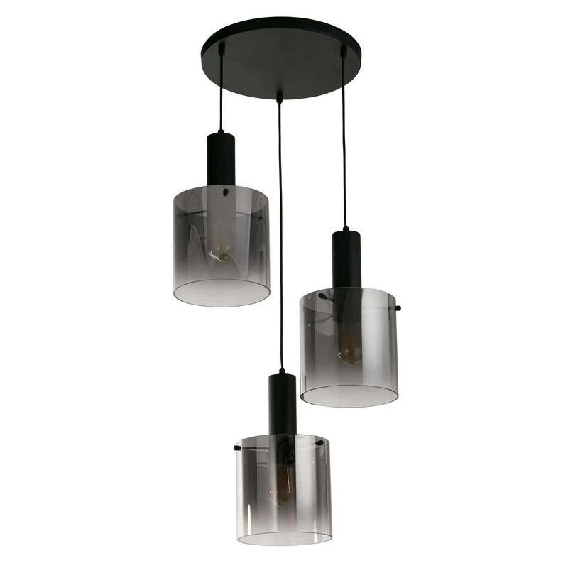 Suspension SWEDEN 3 lampes verre fumé noir