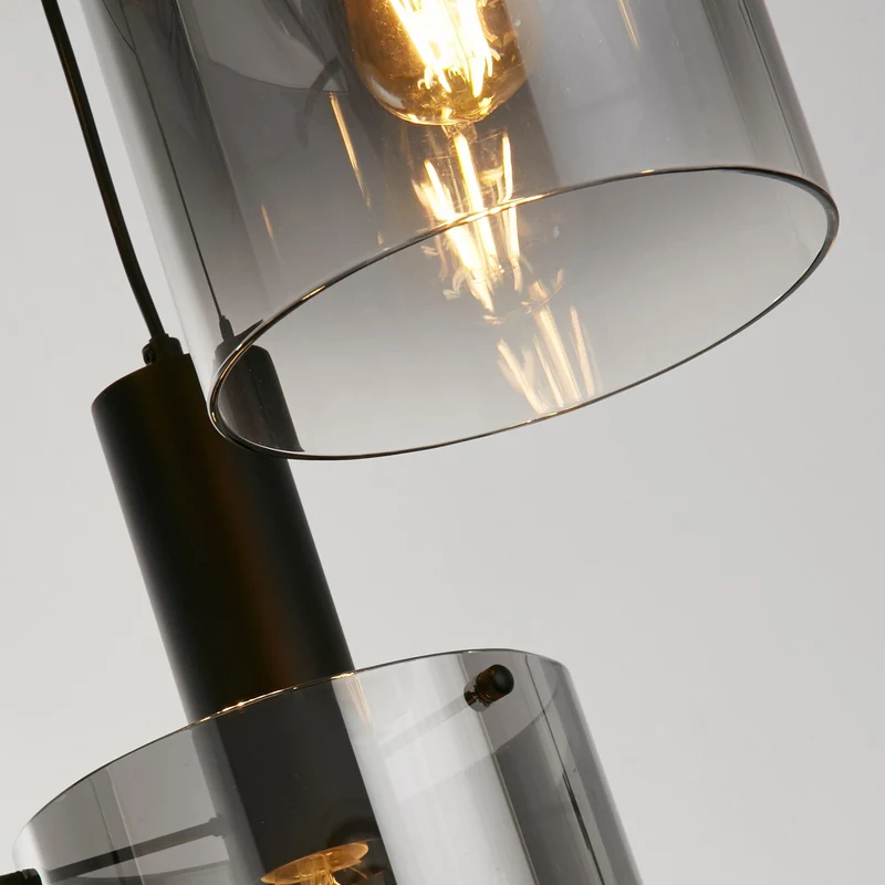 Suspension SWEDEN 3 lampes verre fumé noir