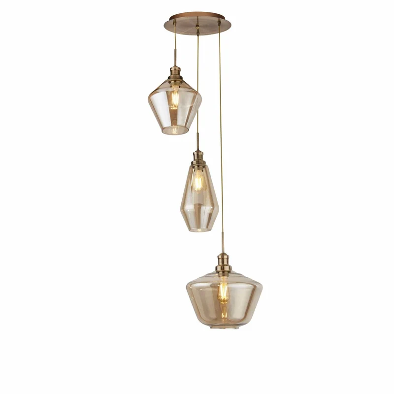 Suspension MIA 3 lampes verre ambré