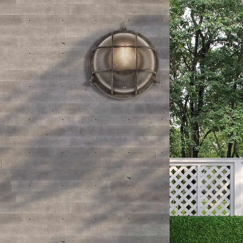 Applique extérieure BULKHEAD ronde argent patiné