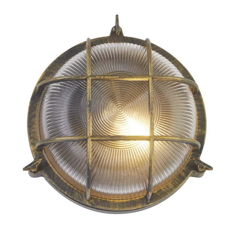 Applique extérieure BULKHEAD ronde or patiné