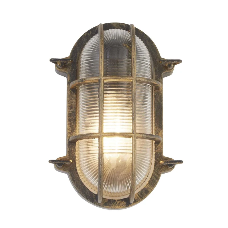 Applique extérieure BULKHEAD ovale or patiné