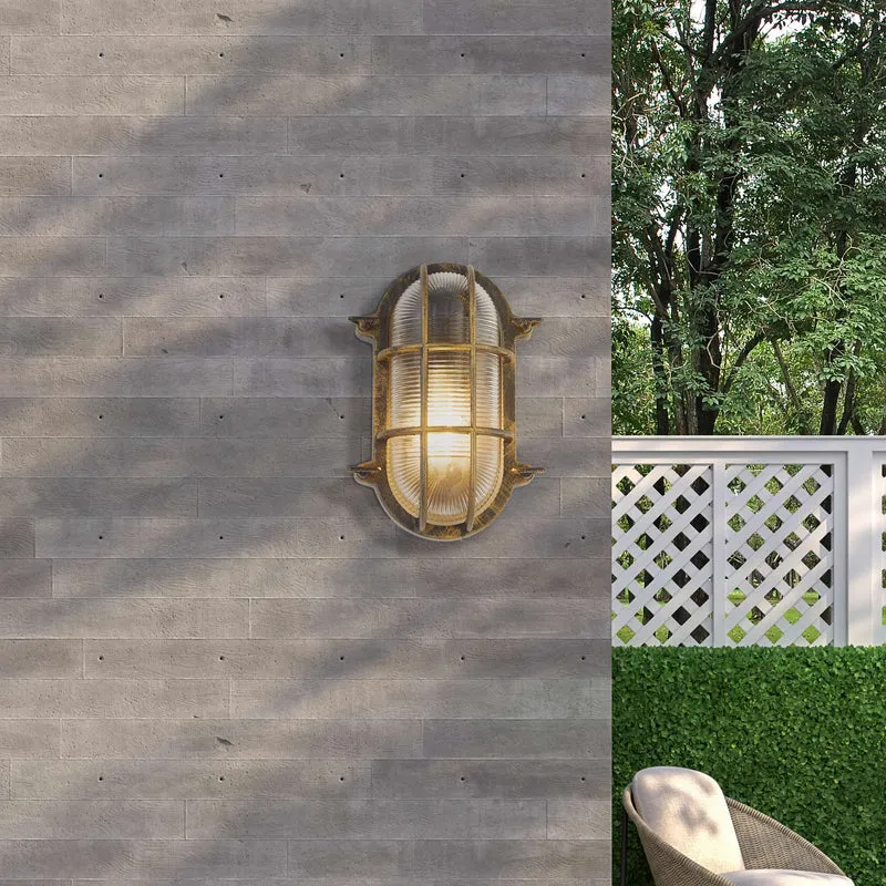 Applique extérieure BULKHEAD ovale or patiné