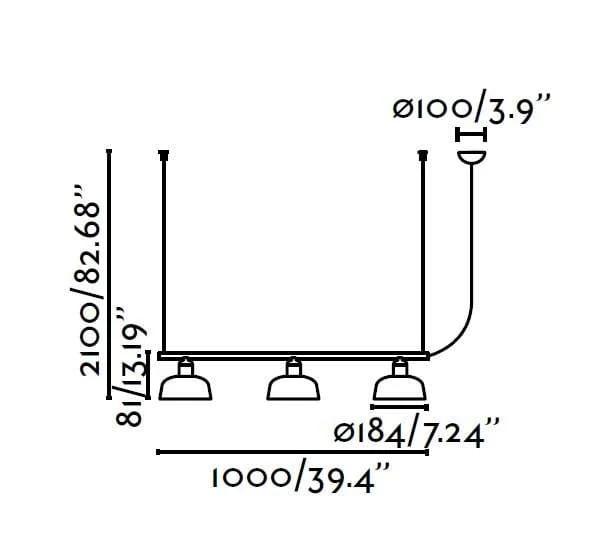 Suspension TATAWIN verre noir Ø 184 mm