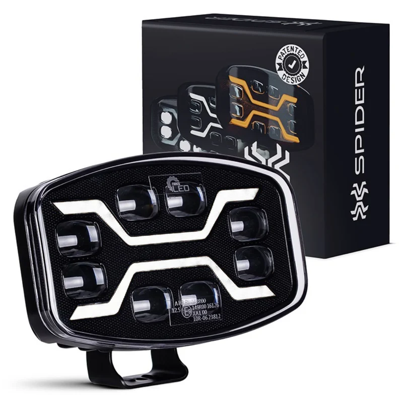 Projecteur LED Dark X-Spider avec feux de jour blancs et fonction stroboscopique / 9"