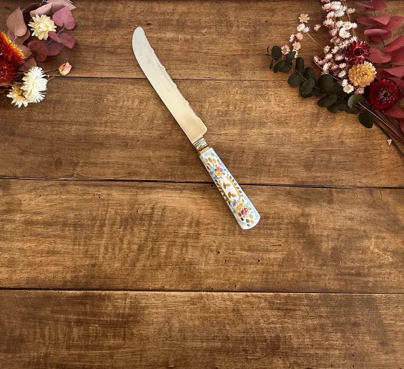 Couteau en inox manche en porcelaine peint à la main
