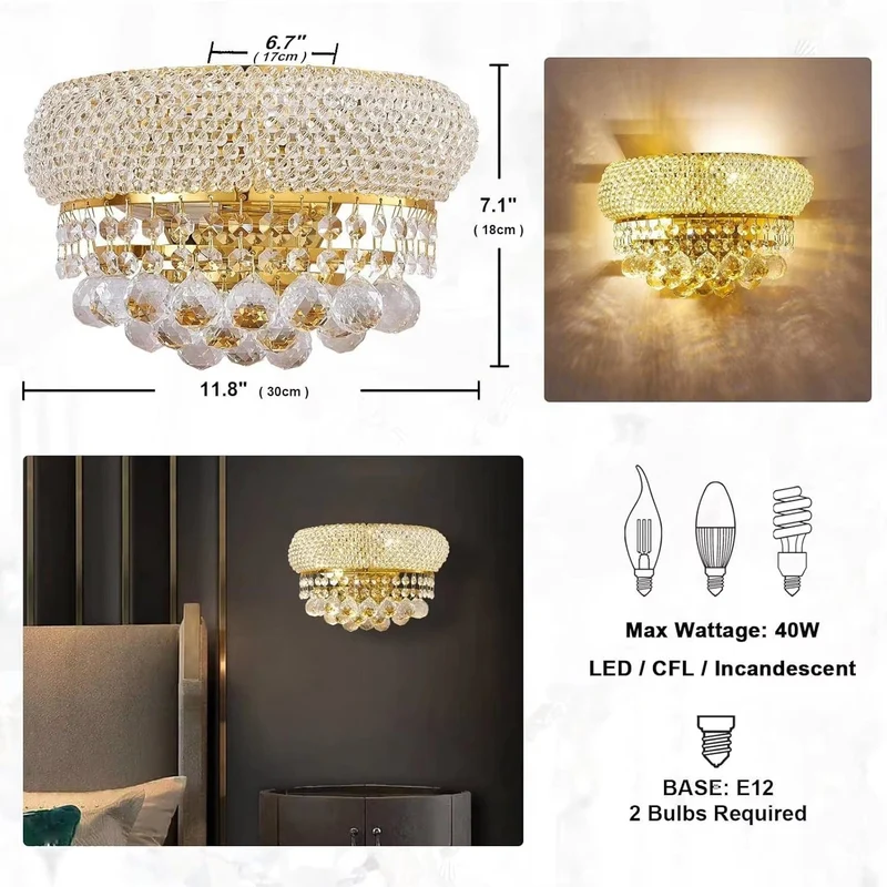 Luminaire mural cristal a pampilles