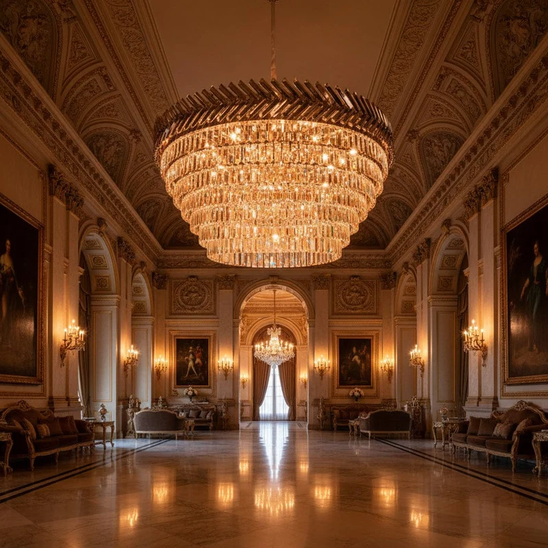 Grand lustre cristal rond ambre