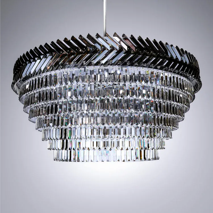 Grand lustre cristal rond chrome