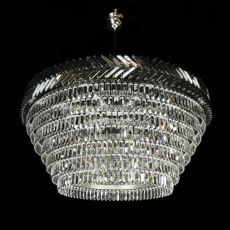 Grand lustre cristal rond chrome
