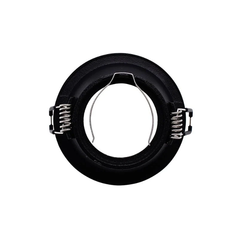 Support Encastrable Spot Rond Noir Mat pour Ampoule GU10