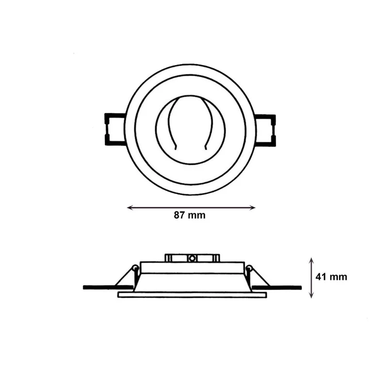 Support Encastrable Spot Rond Noir Mat pour Ampoule GU10