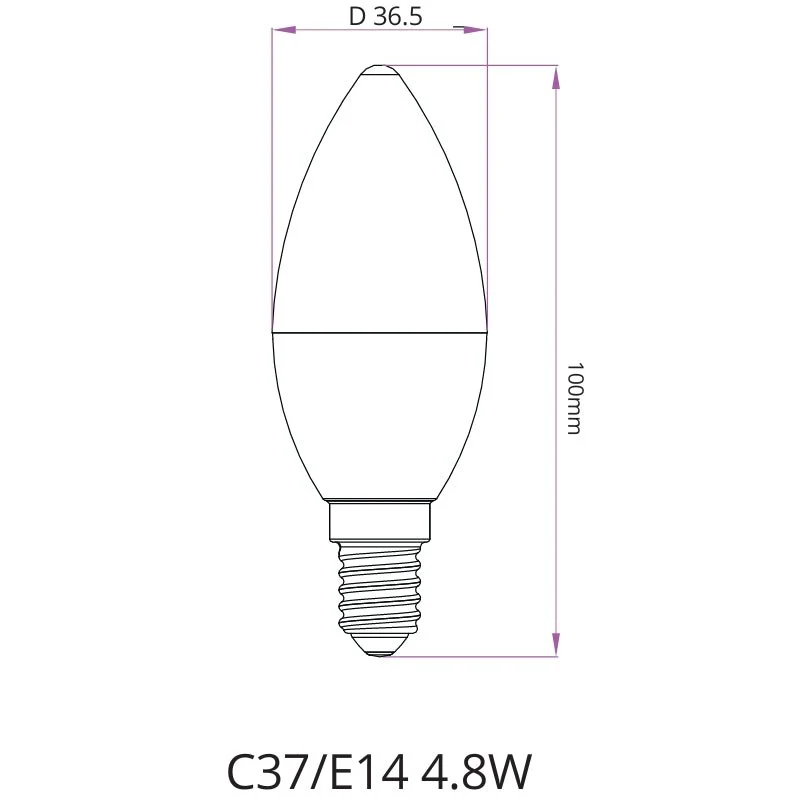 Ampoule LED E14 4.8W C37