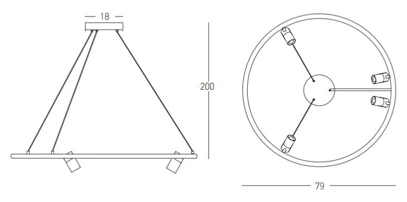 Suspension LED Zambelis 22013 noire Ø 79 cm