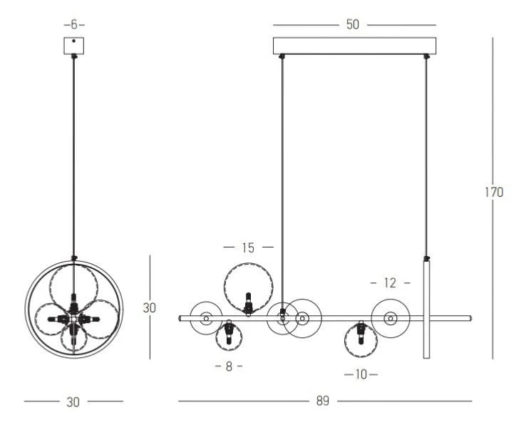 Suspension LED Zambelis 22063 noire