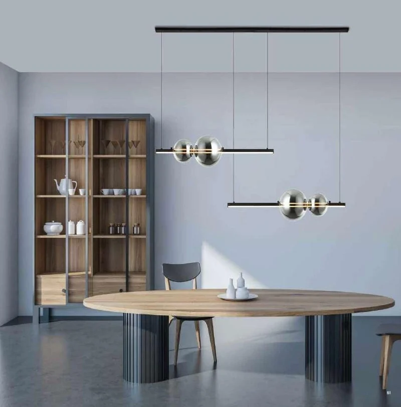 Suspension LED Zambelis 22234 noir et verre fumé