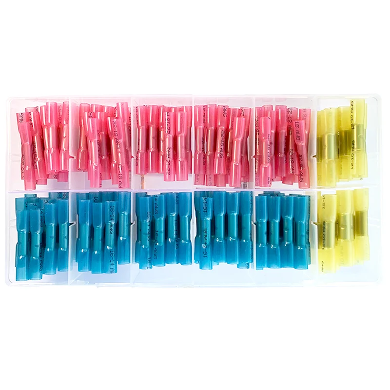 Connecteurs bout à bout à sertir thermorétractables assortis / 180 pièces