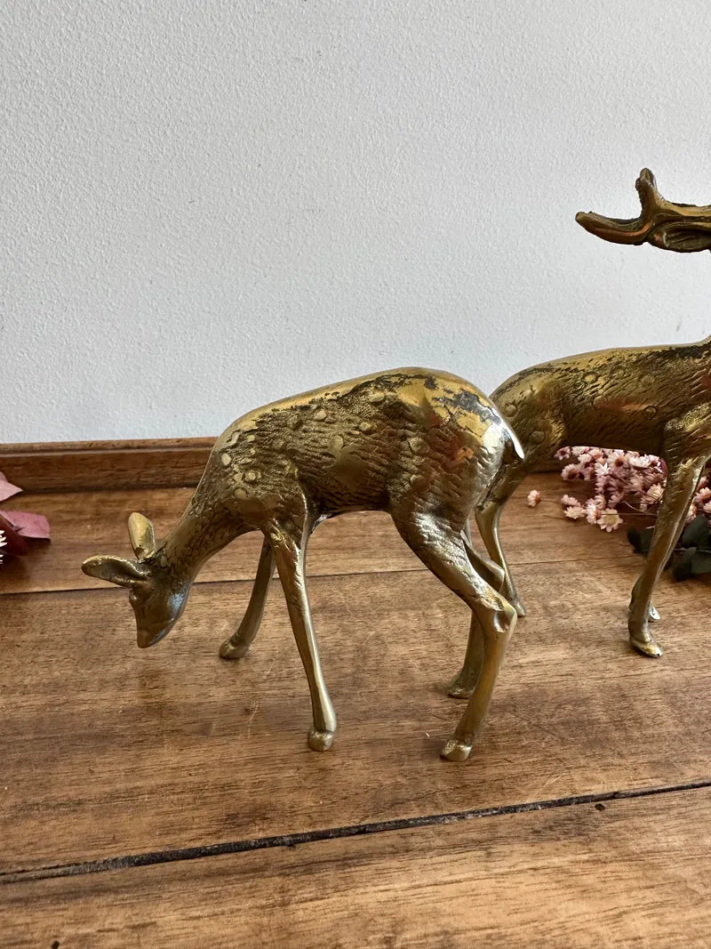 Cerf et biche en bronze