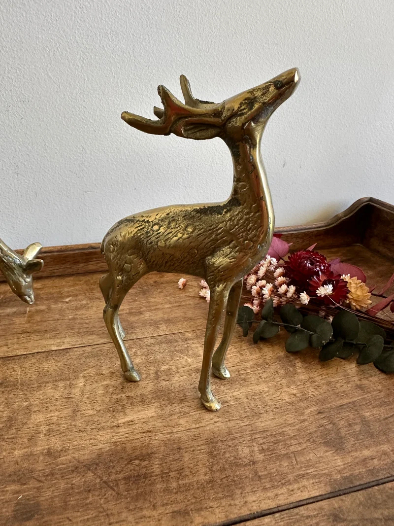 Cerf et biche en bronze