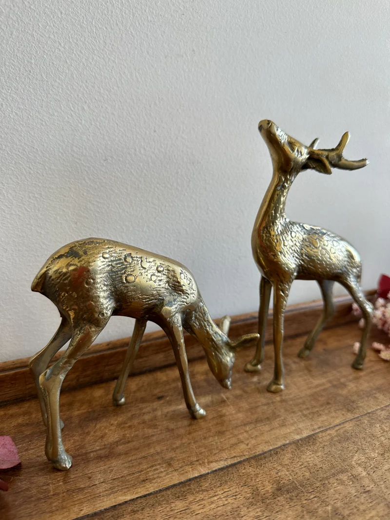 Cerf et biche en bronze