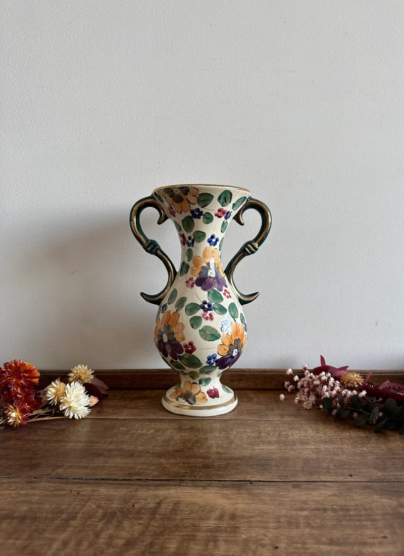 Vase en céramique émaillé peint à la main