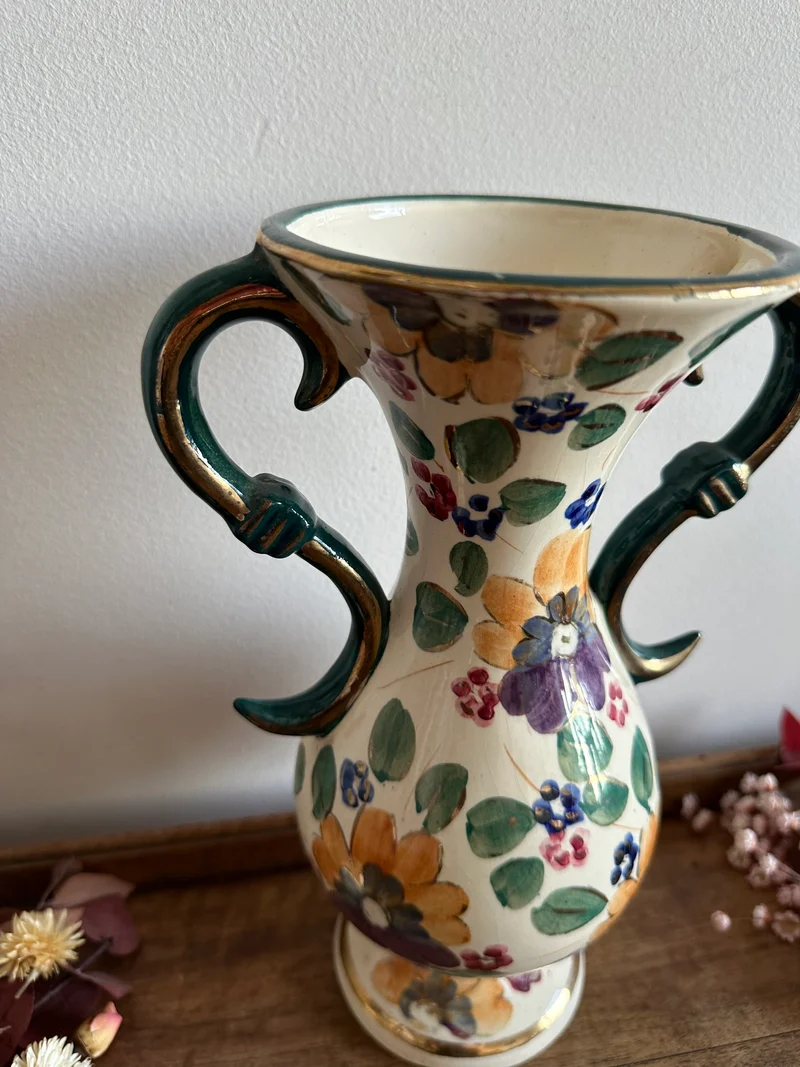 Vase en céramique émaillé peint à la main