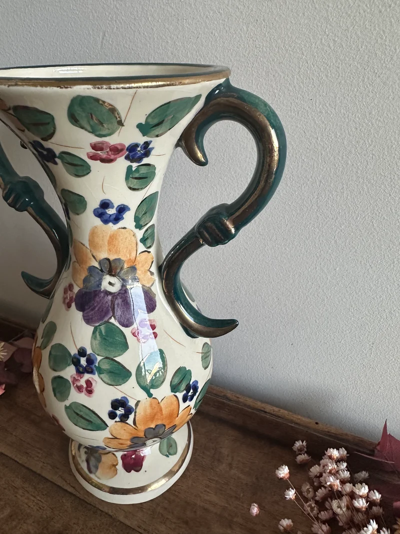 Vase en céramique émaillé peint à la main