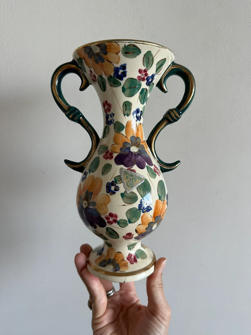 Vase en céramique émaillé peint à la main