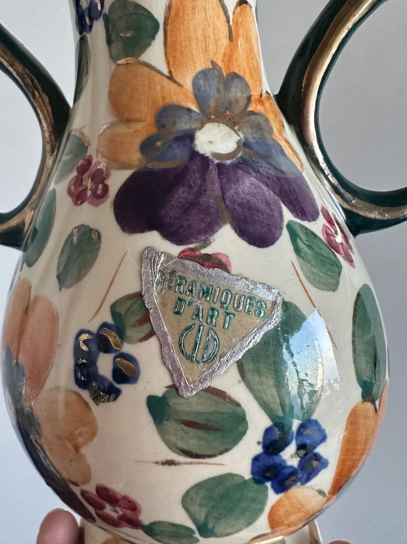Vase en céramique émaillé peint à la main