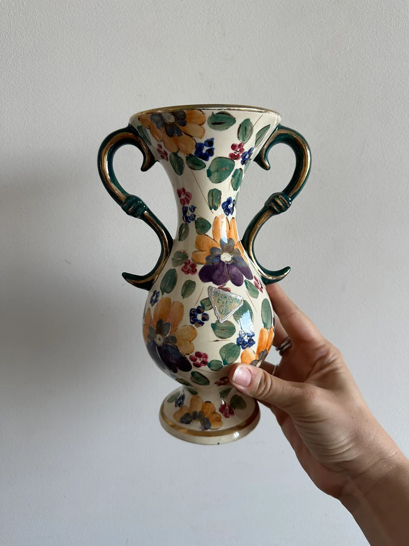 Vase en céramique émaillé peint à la main