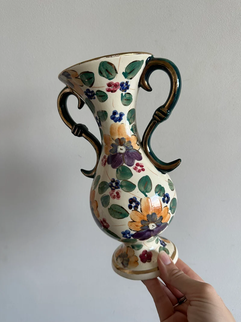 Vase en céramique émaillé peint à la main