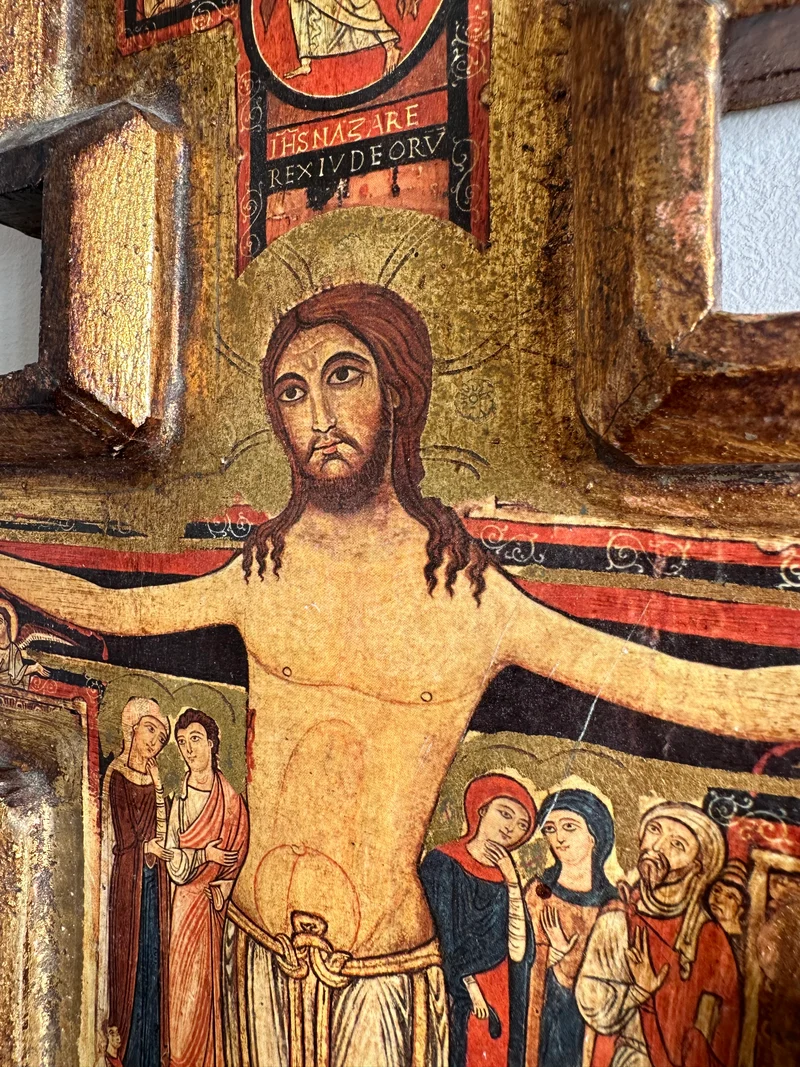 Icône religieuse Crucifix de Saint Damien support en bois