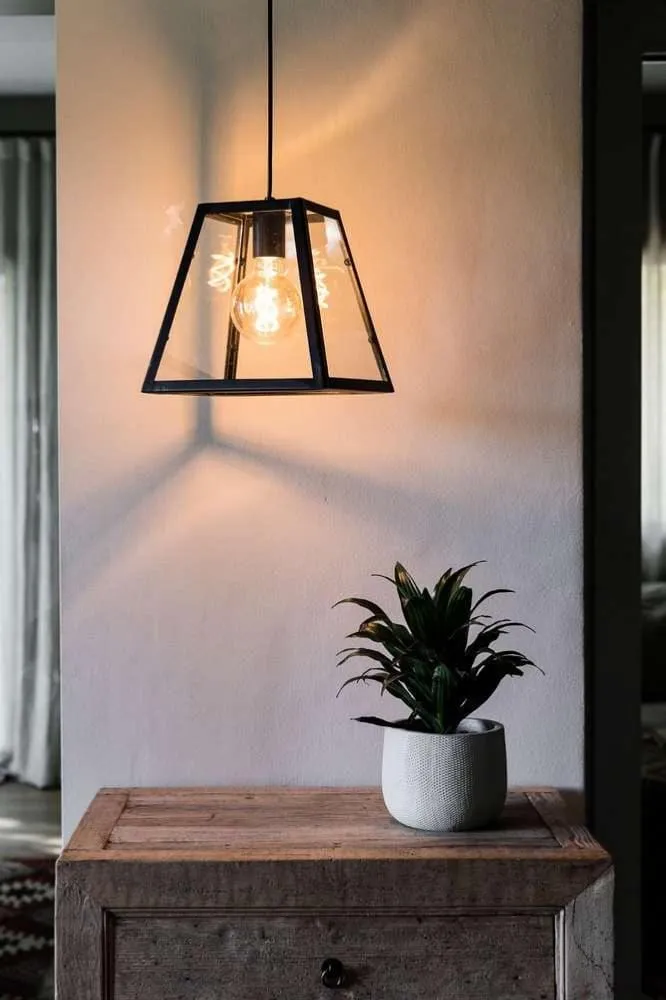 Suspension ROSE acier noir et verre