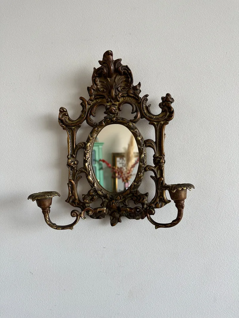 Miroir baroque en bronze bougeoirs amovibles