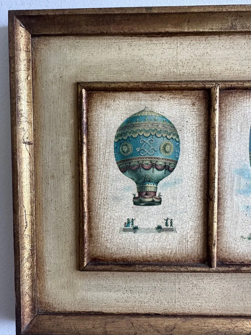 Impressions sur bois peintes trio de montgolfières