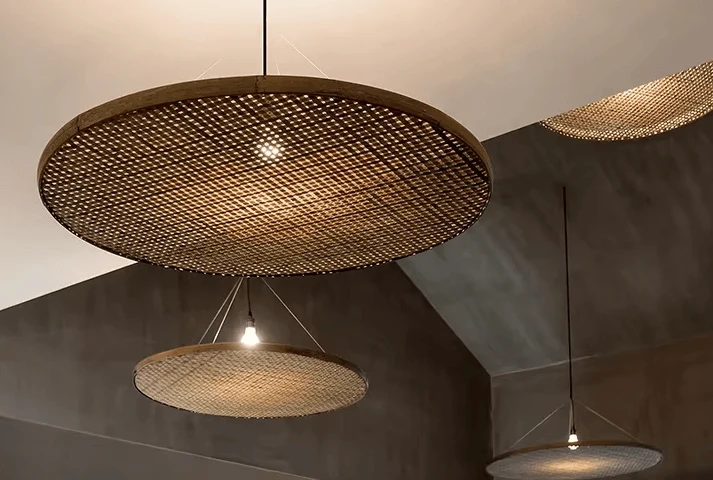 Grande Suspension Luminaire Rotin