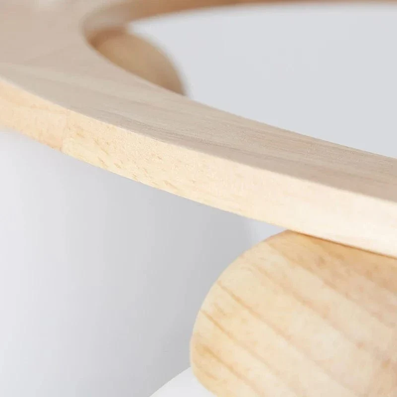 Suspension Bois et Globes Blancs