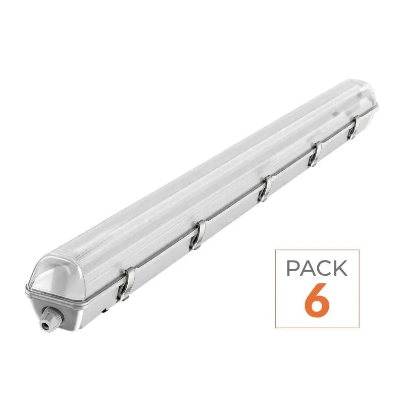 Réglette étanche 120 cm pour 1 Tube LED T8 IP65 (Boitier vide) - Pack de 6