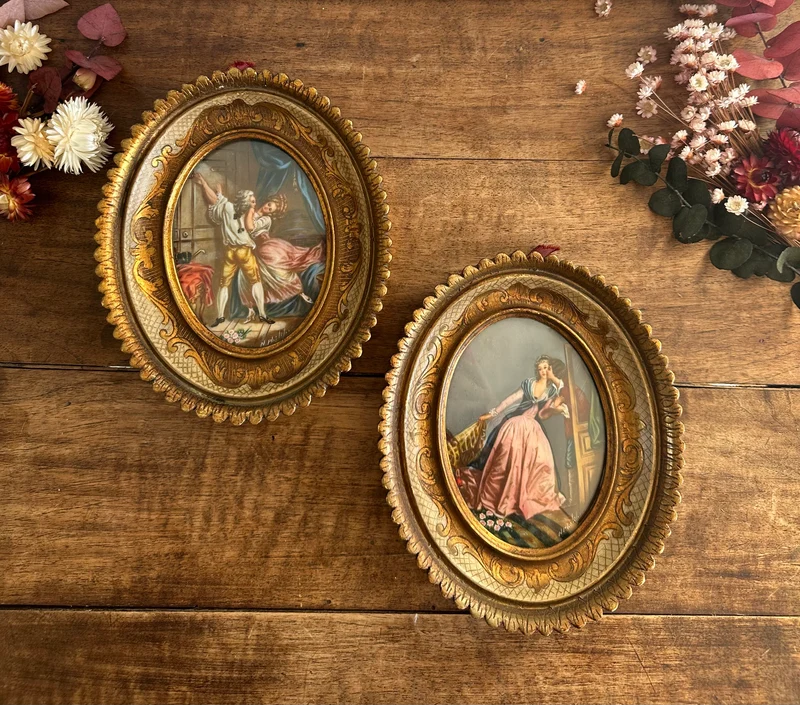 Miniatures signées cadre florentin doré