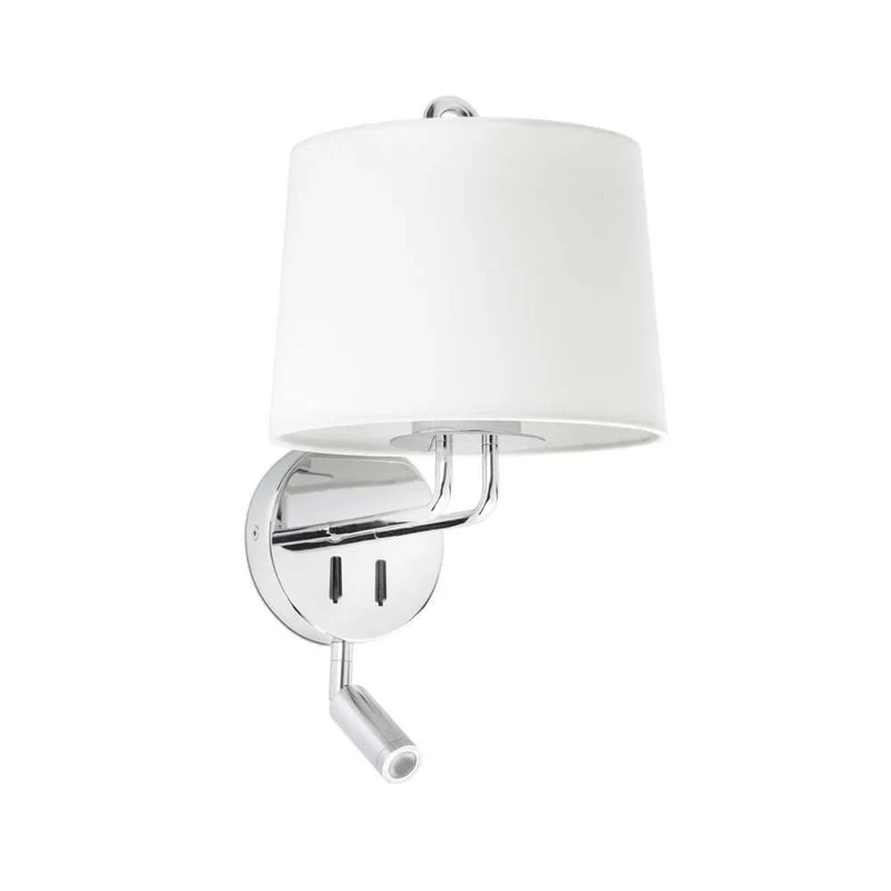 Applique de chevet avec liseuse MONTREAL chrome avec abat-jour blanc