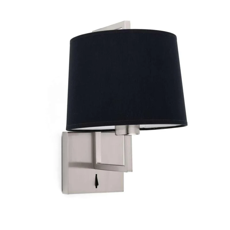 Applique de chevet FRAME nickel-mat avec abat-jour noir