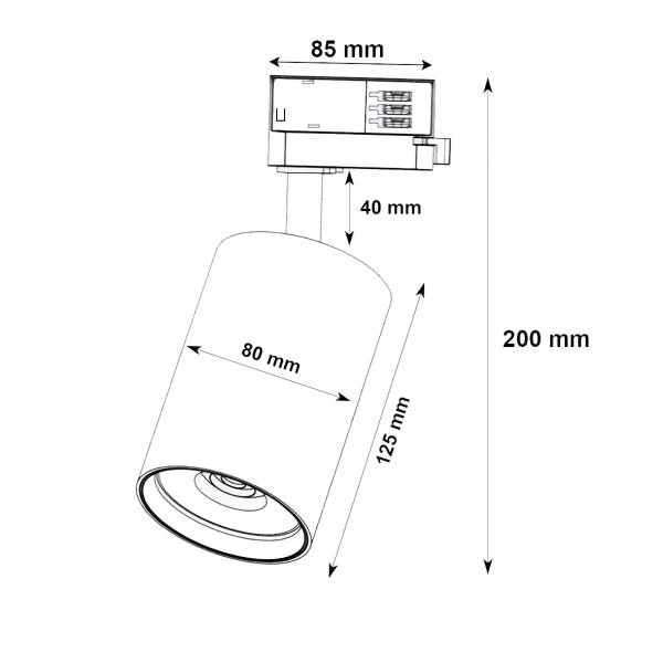Spot LED sur Rail Triphasé CCT 30W 60° Noir - 3000K/4000K/6500K