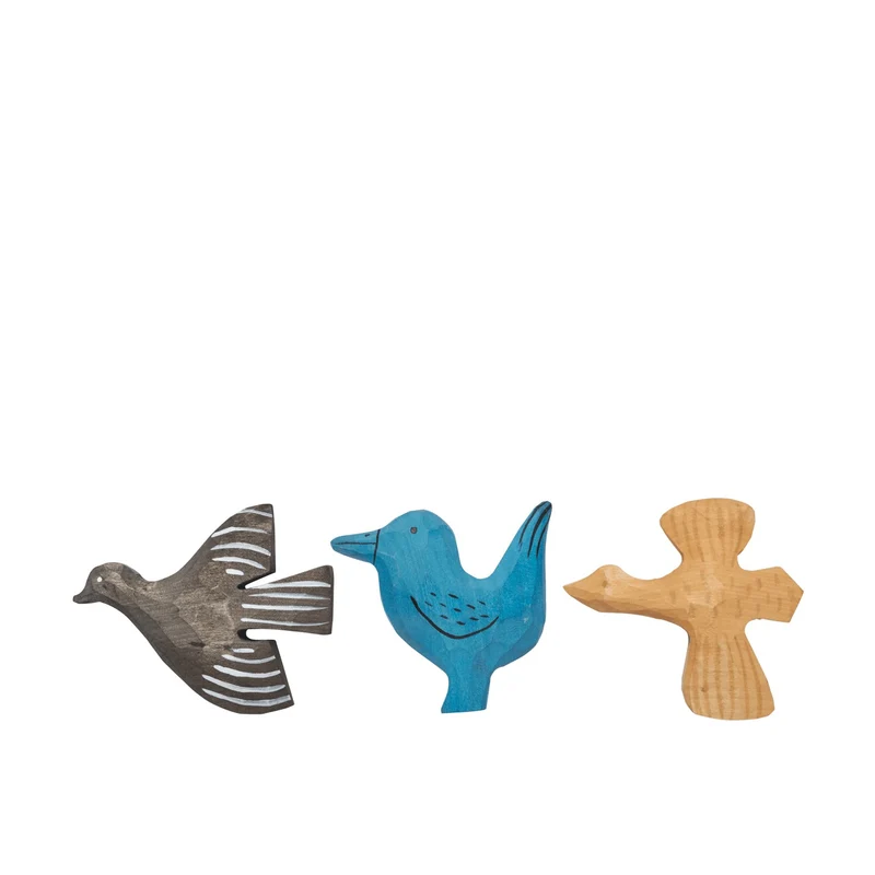 Ferm Living Bird Hand-carved Magnets - Set of 3
