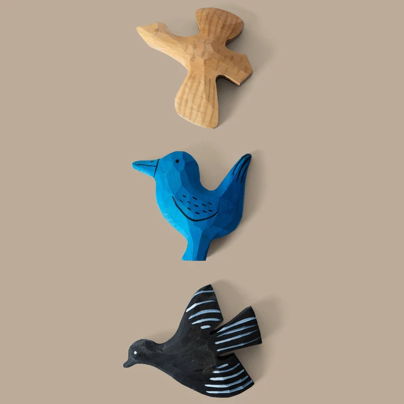 Ferm Living Bird Hand-carved Magnets - Set of 3