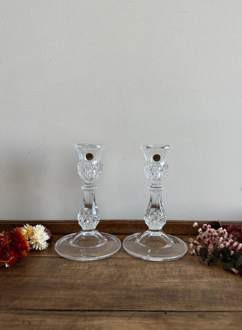 Bougeoirs en cristal d'Arques anciens