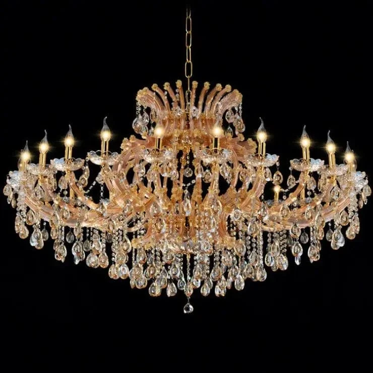 Chandelier baroque en verre ambre